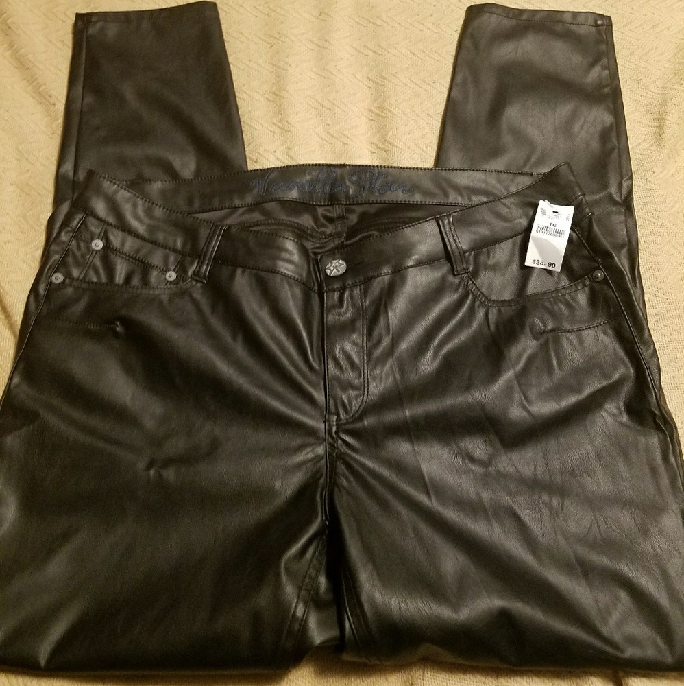Faux leather jeans
