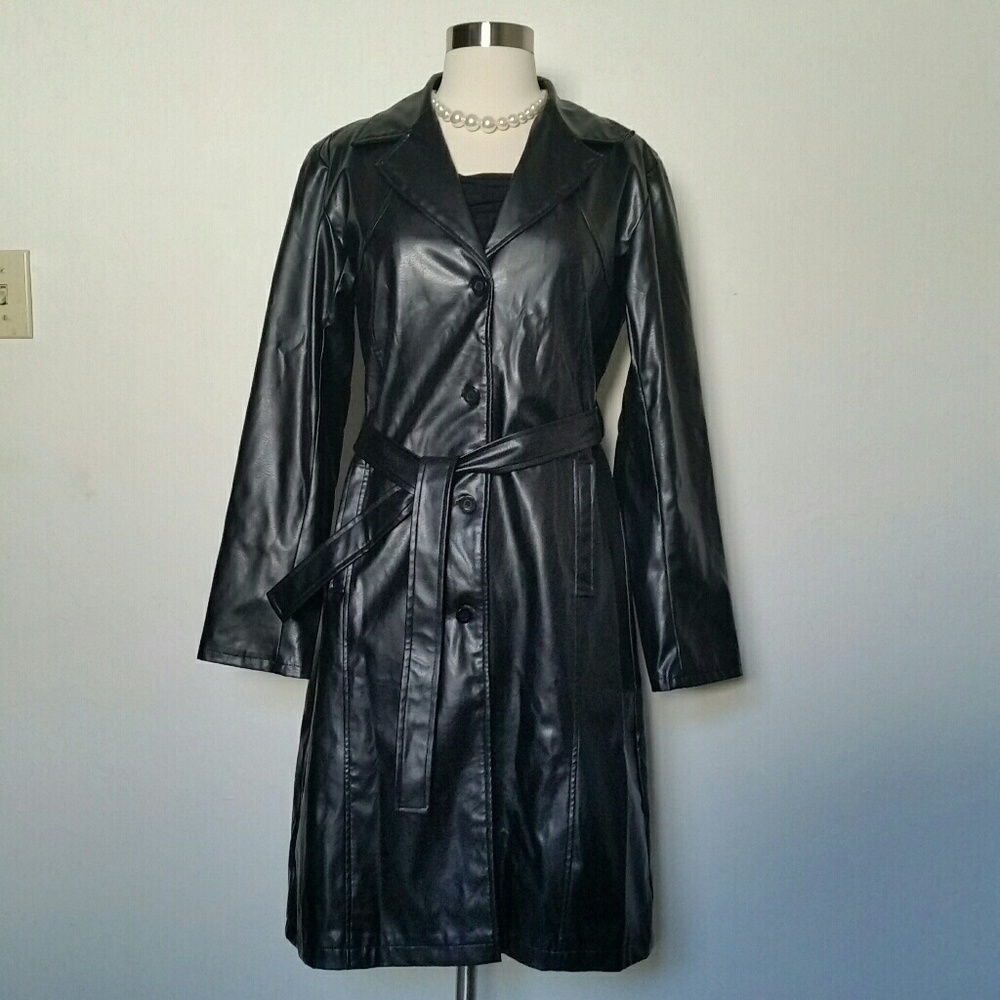 Pleather trench coat