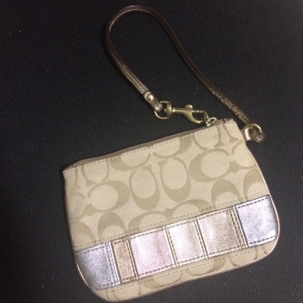 Authentic Coach Metallic Wristlet