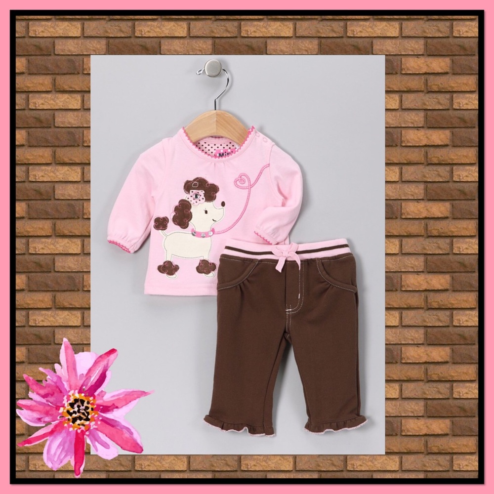 🎉HP🎉 Pastel Pink Poodle Tee & Pants Set