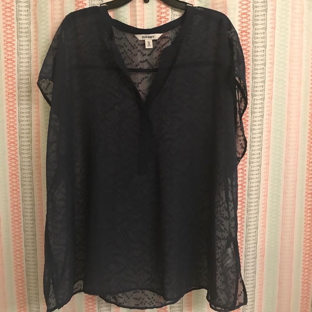 SOLD - Old Navy Embroidered Sheer Top - Size XXL