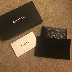 Chanel Navy Caviar Leather Card holder Chanel Navy Caviar Leather Card holder