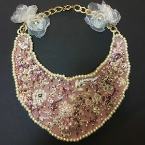 Beautiful handmade beaded necklace pink crystal Beautiful handmade beaded necklace pink crystal