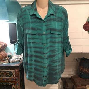 NWT GYPSY 05 100% SILK TURQUOISE TIE DYE BLOUSE XS NWT GYPSY 05 100% SILK TURQUOISE TIE DYE BLOUSE XS