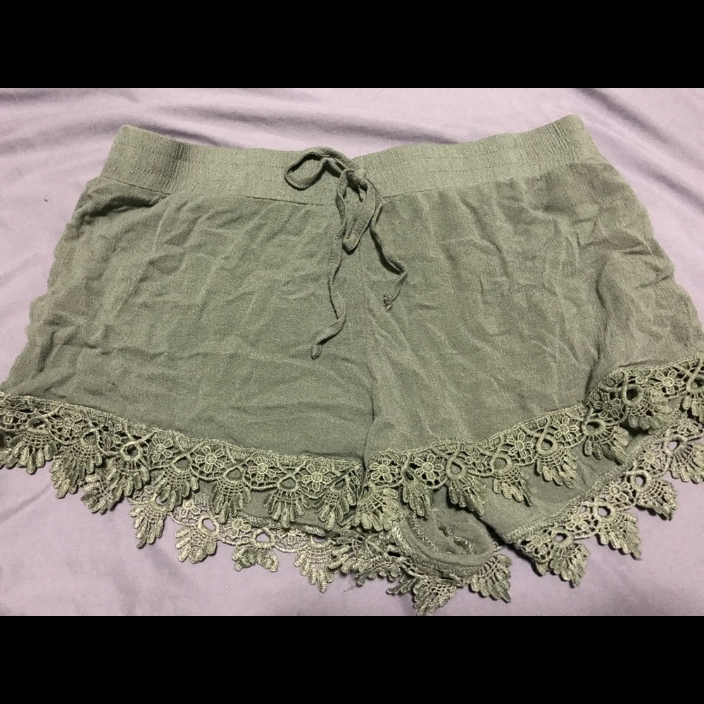 Olive-Drab Lacey Shorts