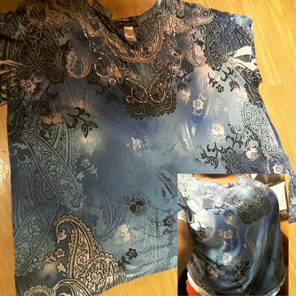 Blue silver accented shirt