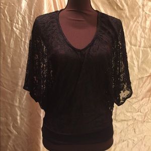 Butterfly sleeve sheer lace blouse Butterfly sleeve sheer lace blouse