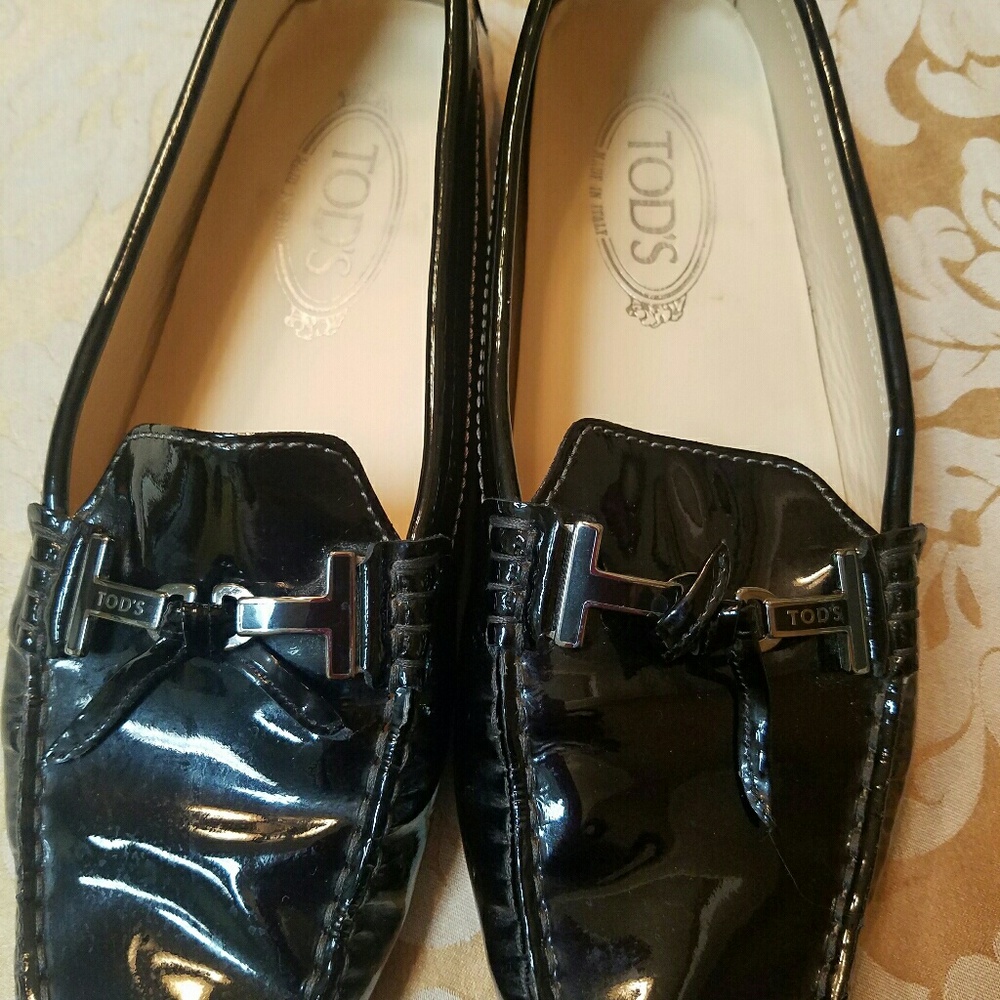 Tod's Gommino Black Patent Leather Loafers