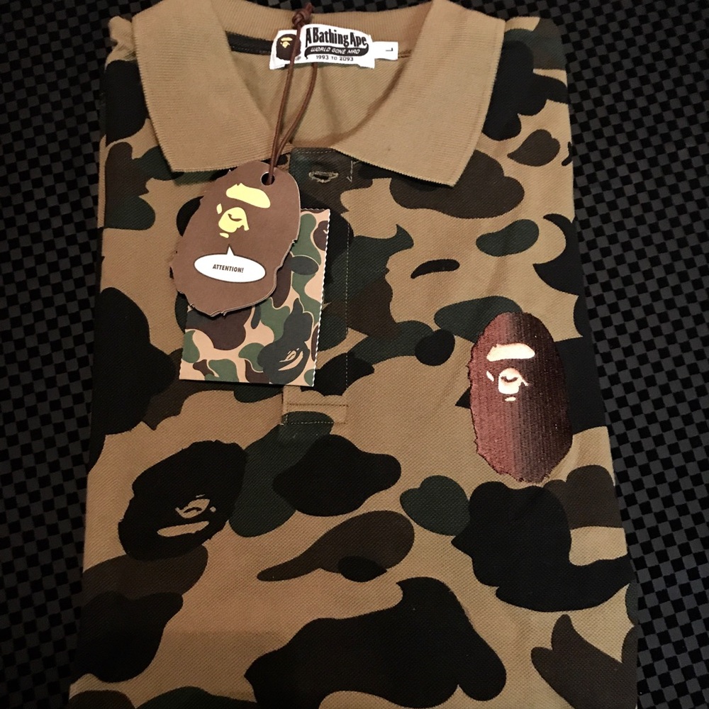 A Bathing Ape 1ST CAMO LARGE APE HEAD POLO💥