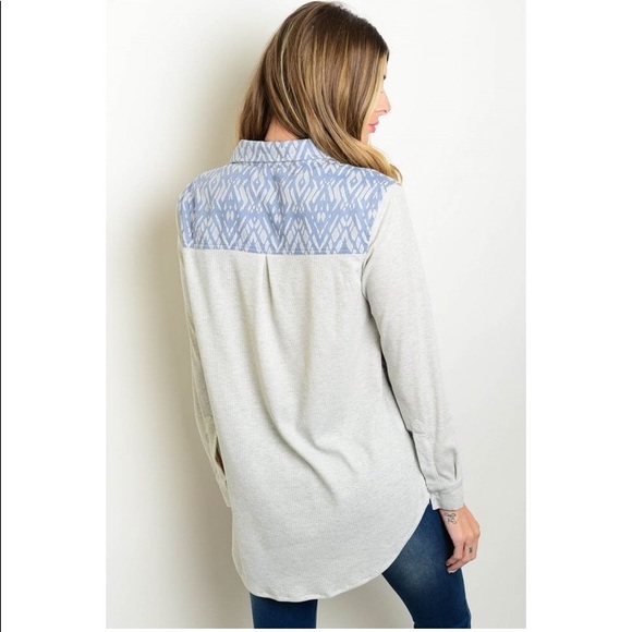 Indigo button down top - Picture 2 of 4