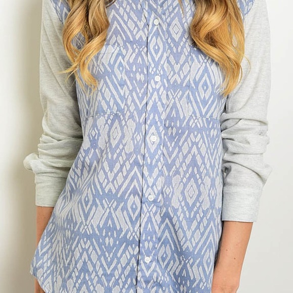 Indigo button down top - Picture 3 of 4