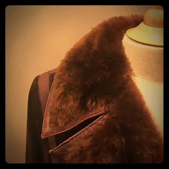 Vintage Jackets & Blazers - "Pimps Up Fur Down" Suede and Faux Fur Trench