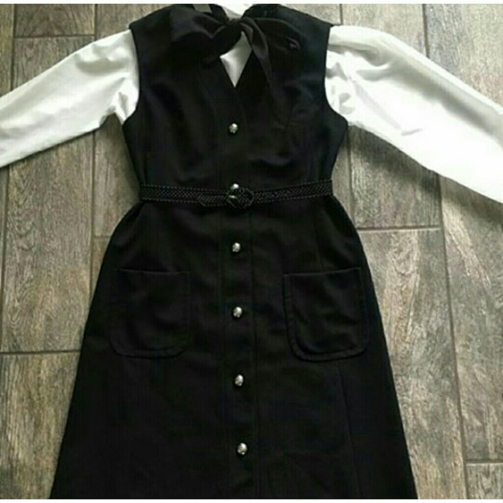 Black Sleeveless Vintage Button Down Dress