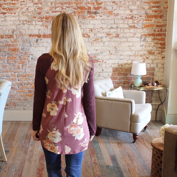 ✨LAST ONE✨Burgundy floral babydoll tunic - Picture 5 of 5