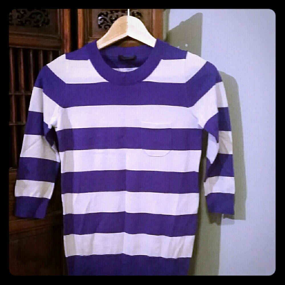 Striped sweater with front pocket detail