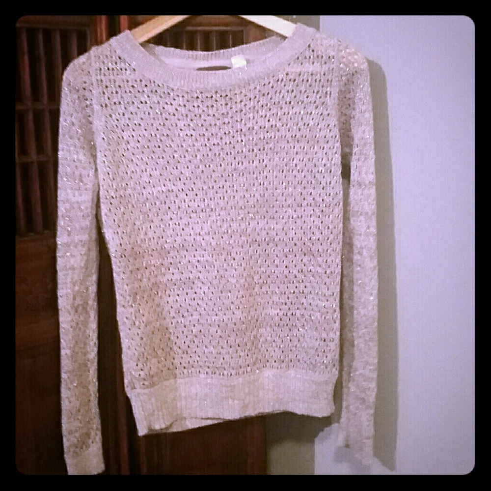 Anthropologie Silver sparkle loose knit sweater