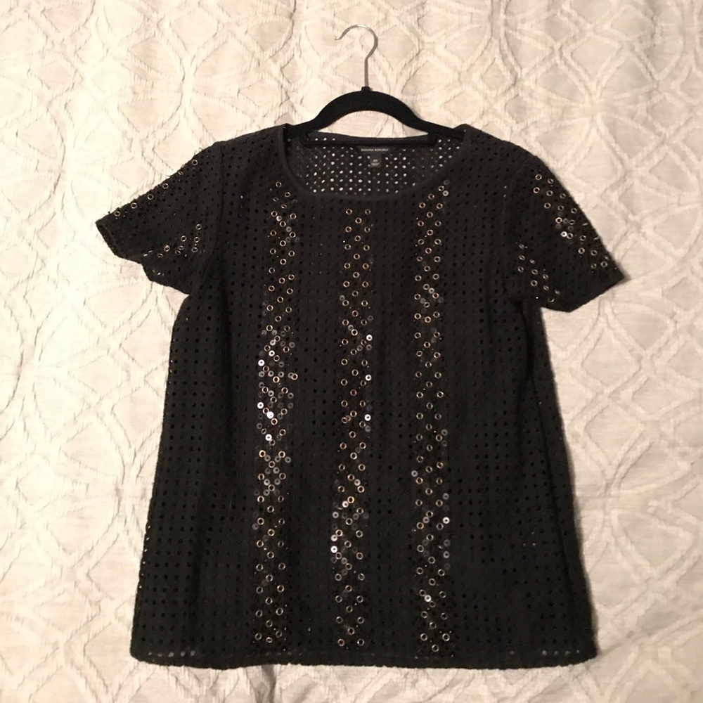 Black and Gold Banana Republic Embellished Shirt