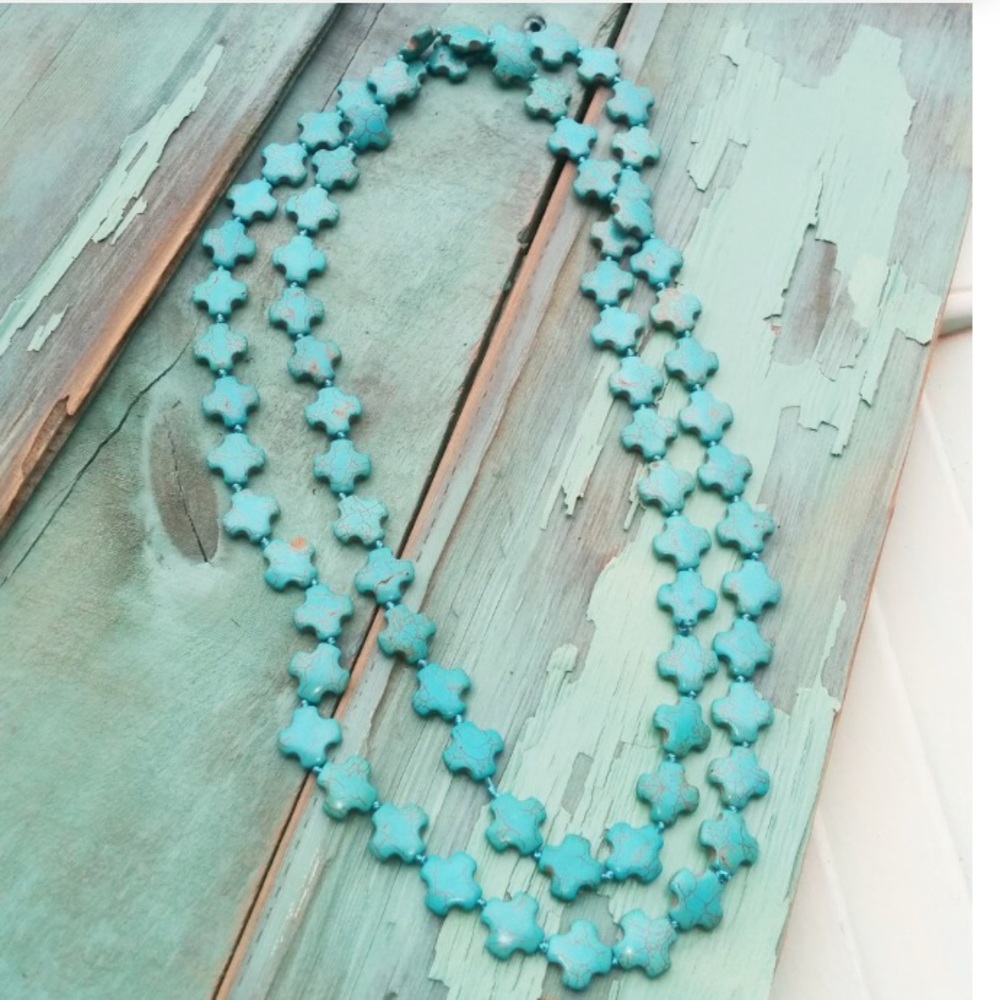 Handmade turquoise cross necklace