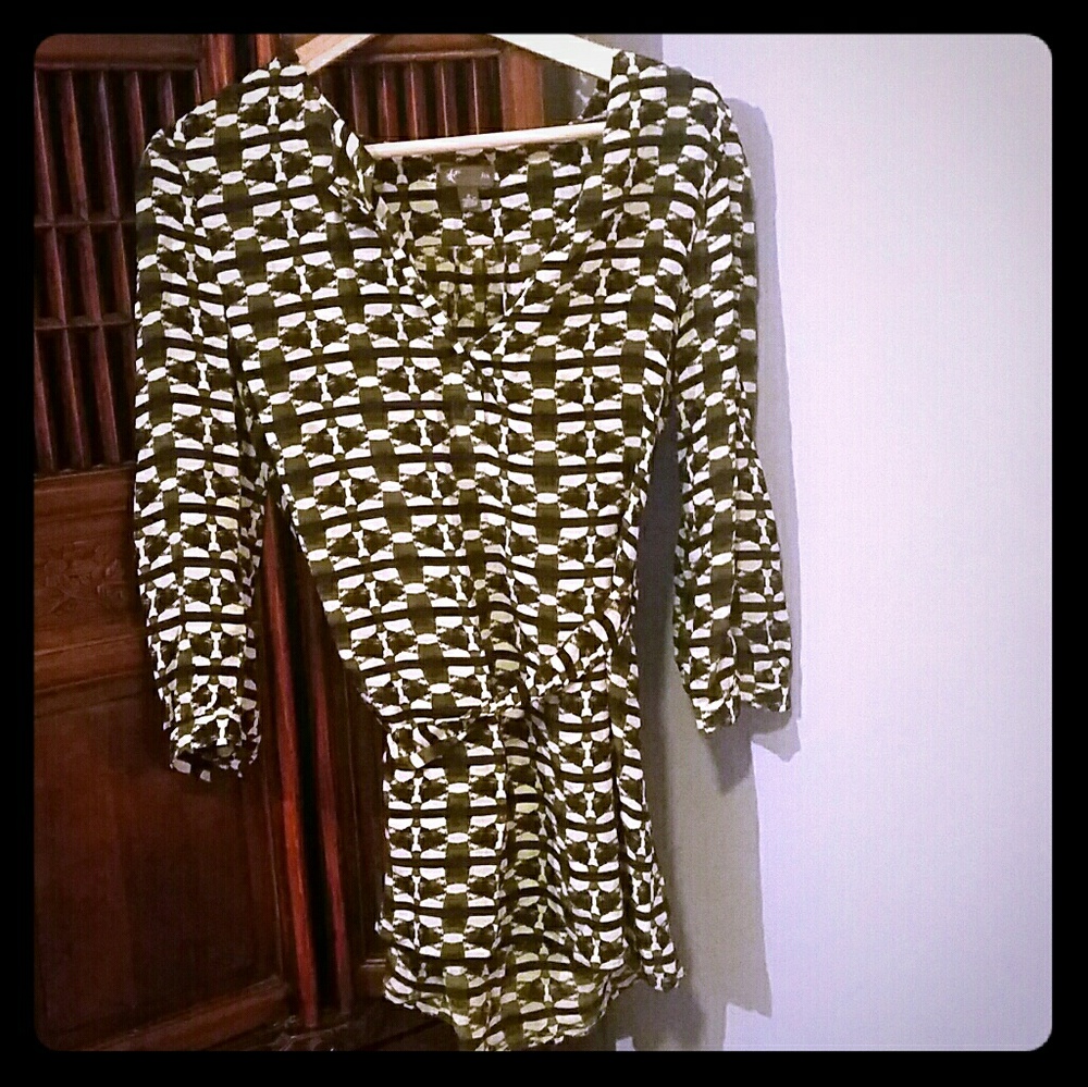 Anthropologie Silk tunic top with tie belt