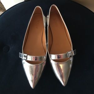JCREW Silver Metallic Flats(8)