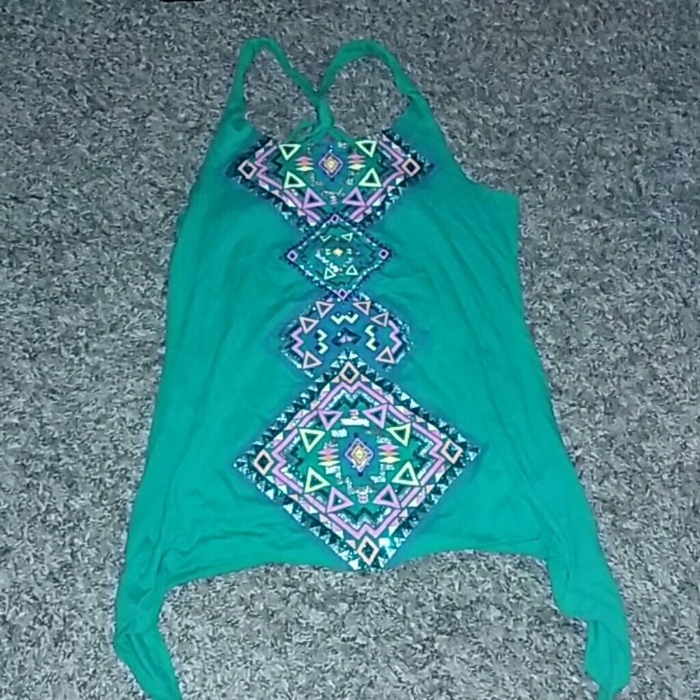 Juniors MEDIUM Green tank top