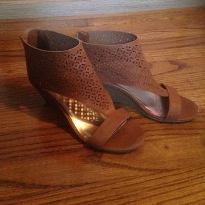 Brown wedge sandals