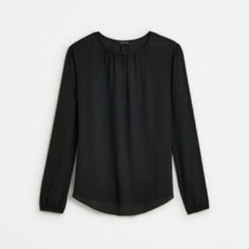 Ann Taylor black crepe keyhole blouse M
