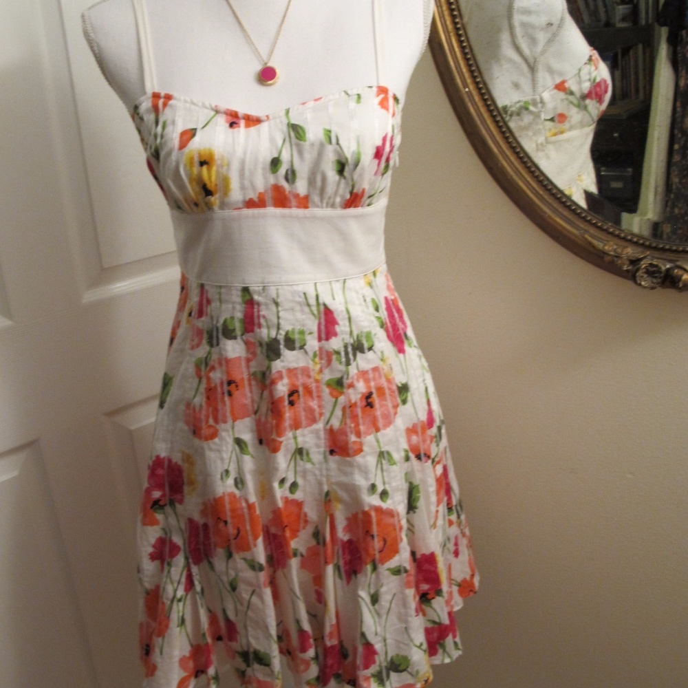 Guess White Pink Floral Sun dress Size 5