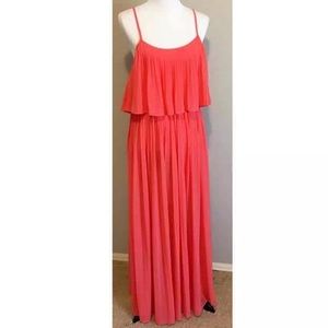 Love21 coral maxi dress with built in slip. Medium