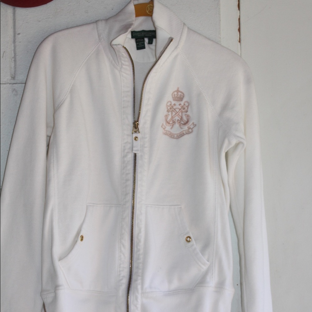 White female Ralph Lauren fleece