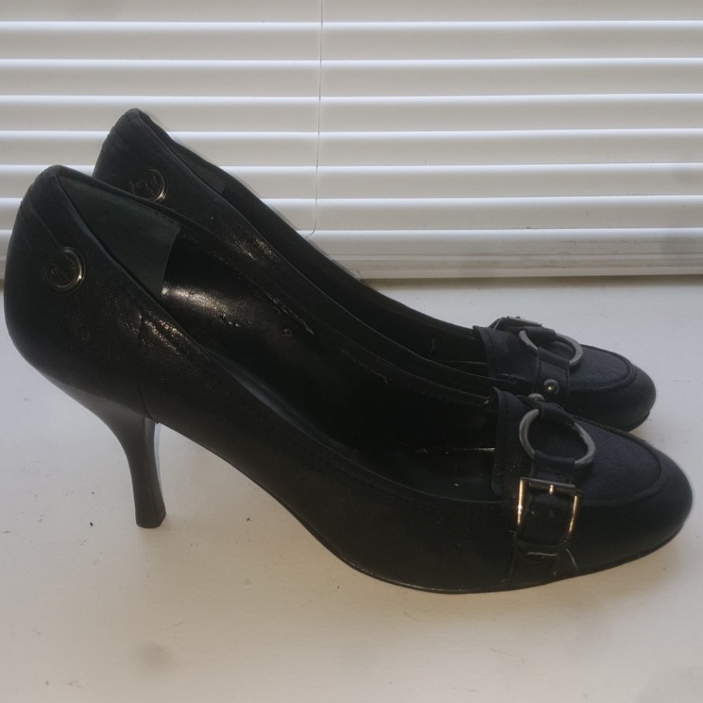 Nine west loafer buckle pumps.