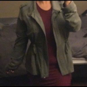 Cinched waist olive green jacket
