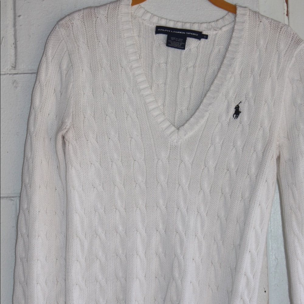 White Ralph Lauren Cable Knit Hoodie