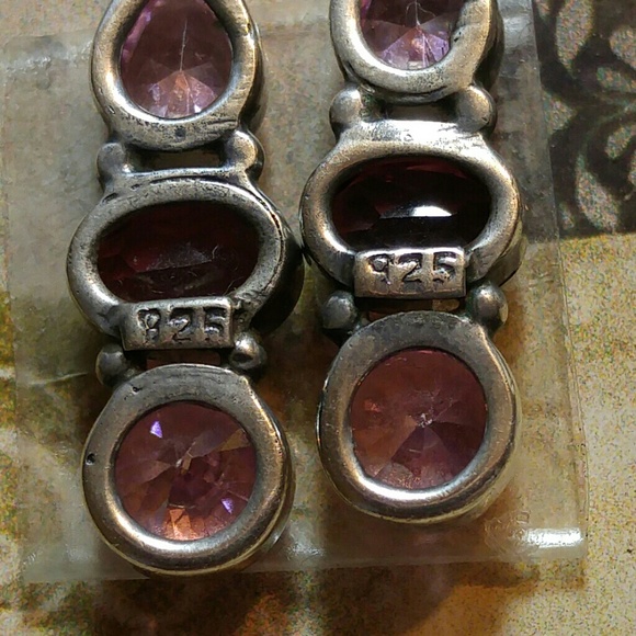 #0083 Topaz, Garnet and Amethyst Earrings - Picture 3 of 3