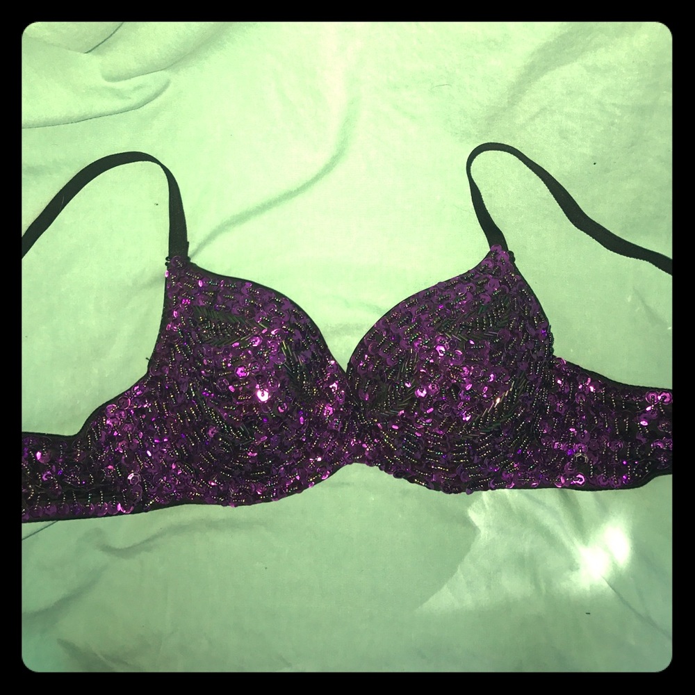Purple sequin beaded bra size sm