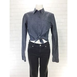 Polo Jeans Ralph Lauren Chambray Crop Button Shirt Polo Jeans Ralph Lauren Chambray Crop Button Shirt