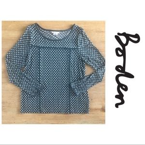 Boden long sleeve dark green and white top Boden long sleeve dark green and white top
