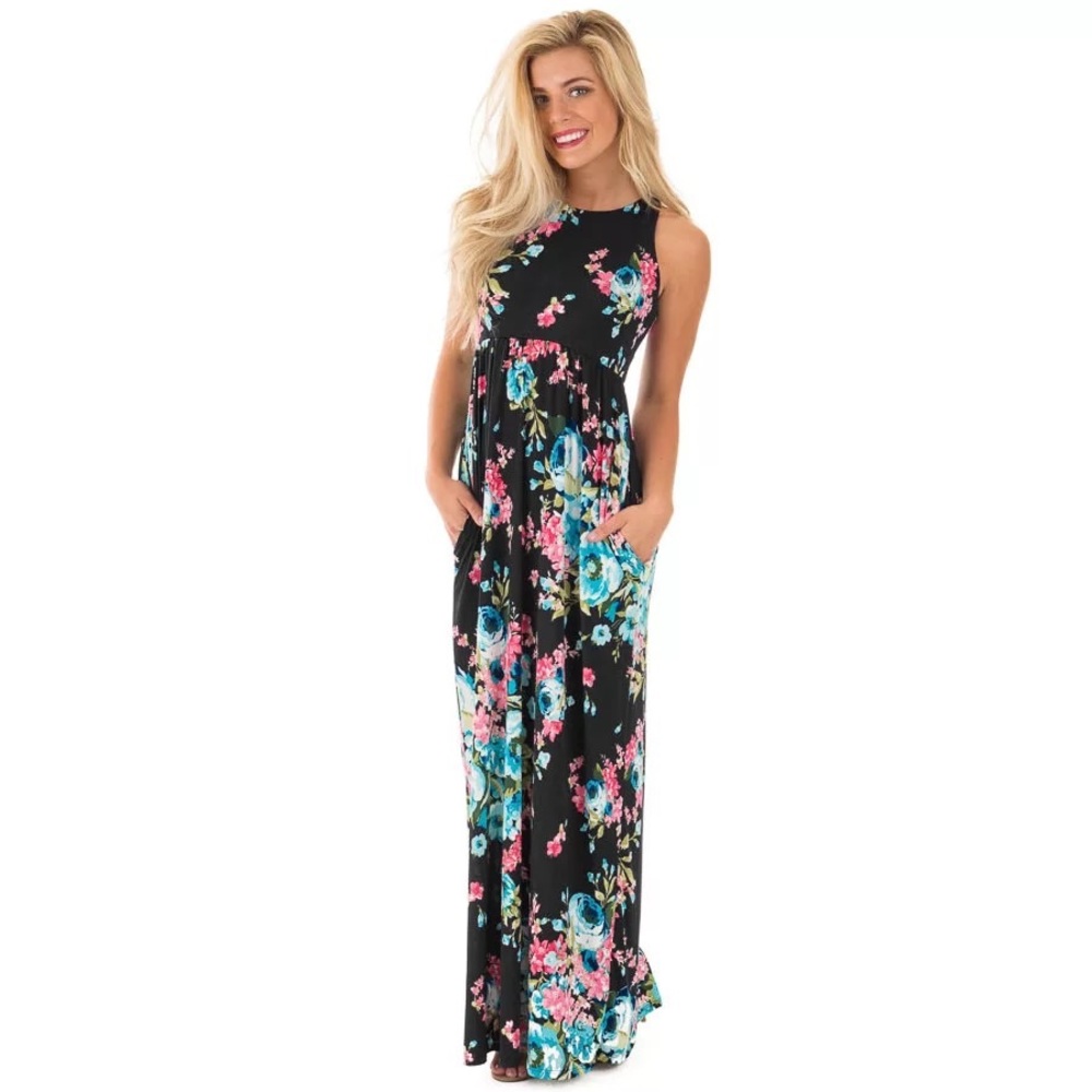 Black floral maxi DRC154