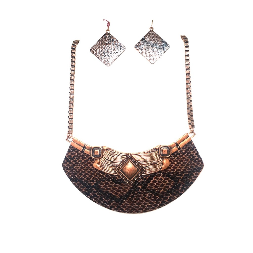 Brown snakeskin necklace