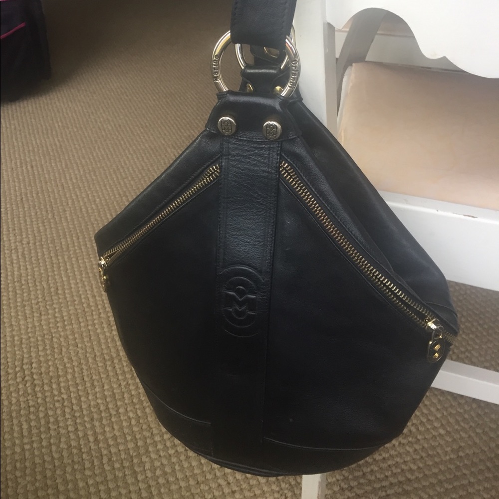 Marino Orlandi Black Leather Bucket Sling Bag