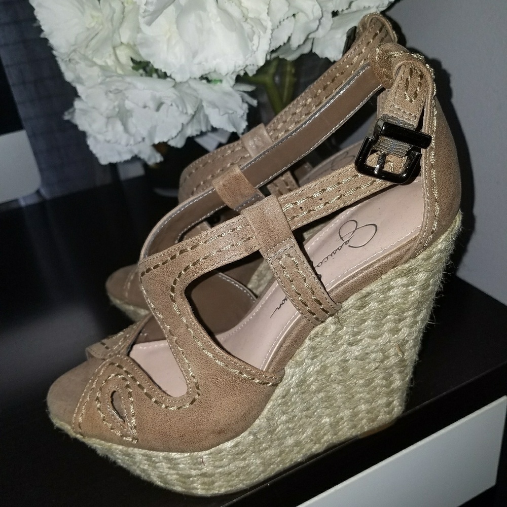 Jessica Simpson Light Brown Wedges, Size 7