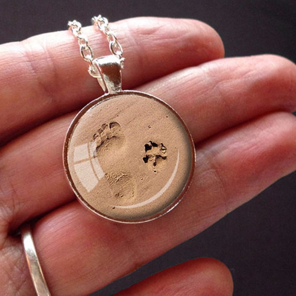Pet Footprints Pawprints Silver Necklace