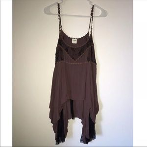 Free People Purple Black Lace Slip Dress