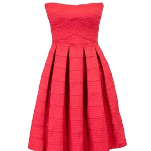 New Honey Punch Red Ruffle Strapless Dress