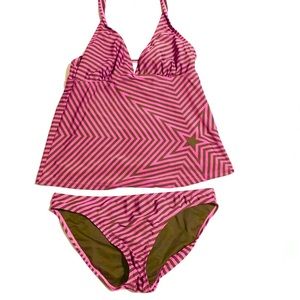 Purple and black tankini