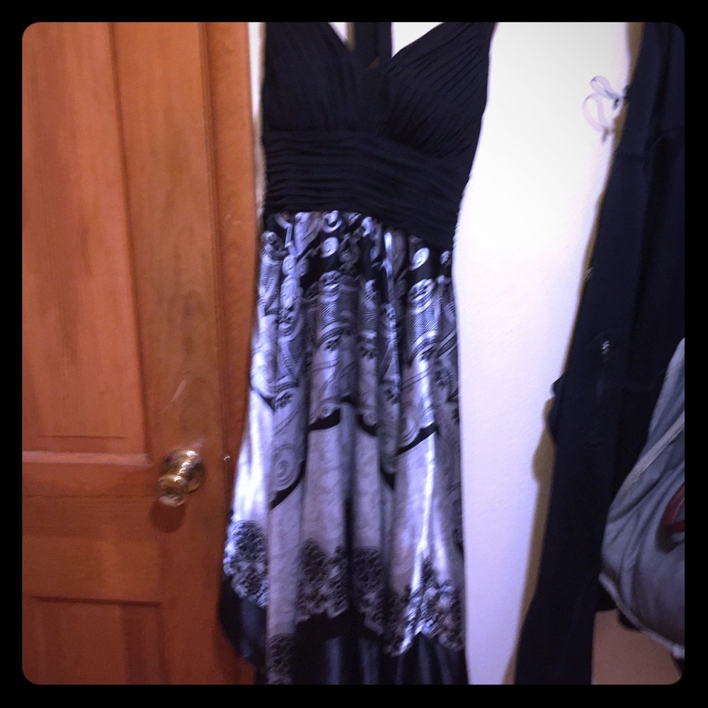 Black & Silver Halter style High-Low Dress, Size 8
