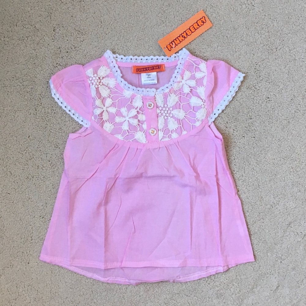 Girls Funkyberry Lace Flutter Sleeve Top NWT 3T