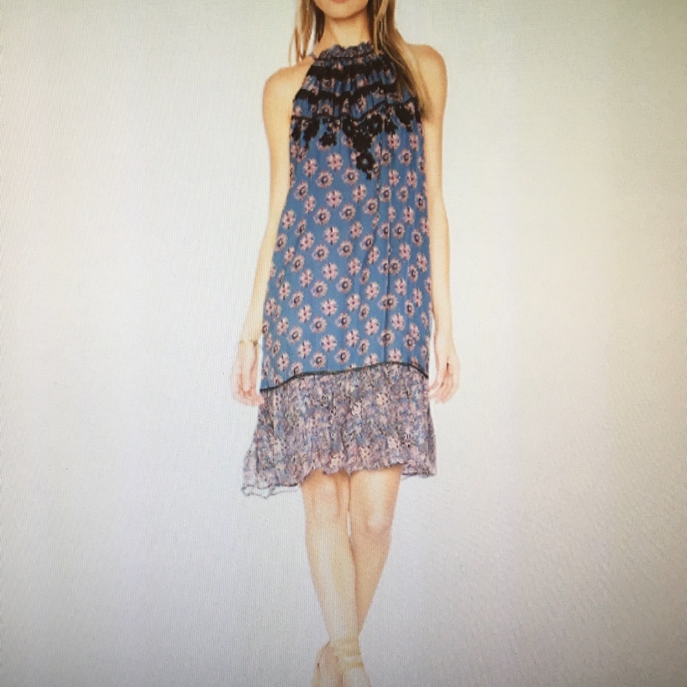 Carolina K blue pattern silk dress szM