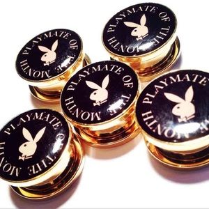 steel playboy bunny plugs body jewelry