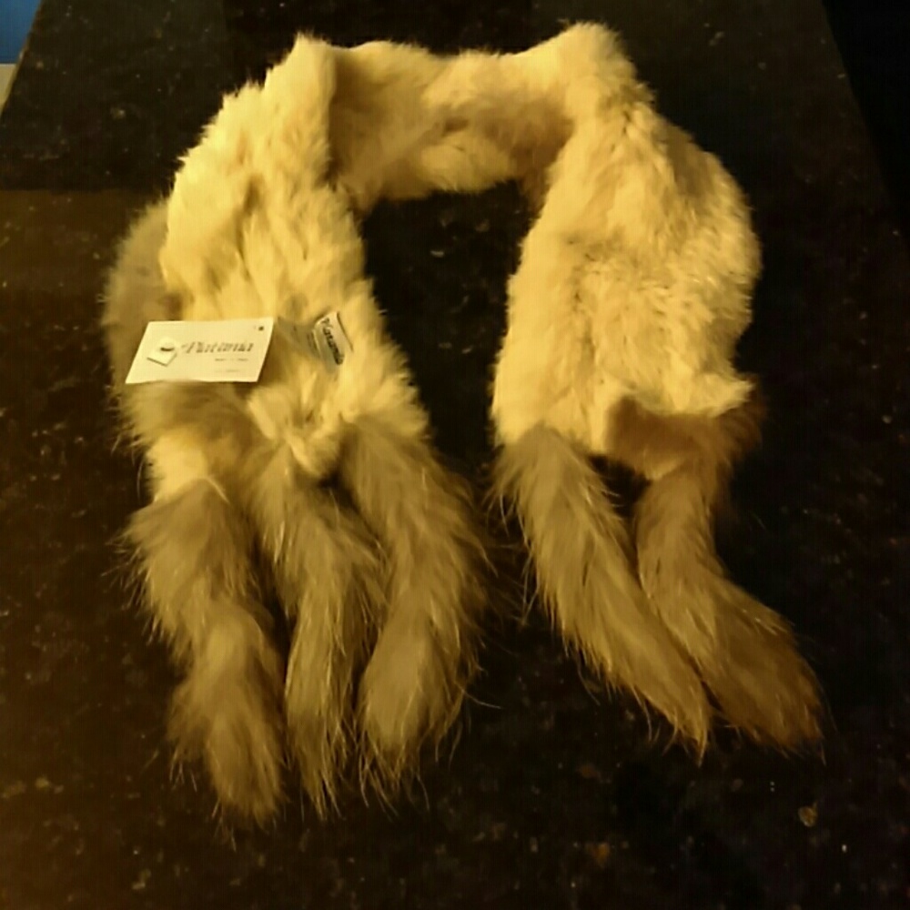 GENUINE RABBIT & RACOON FUR SCARF